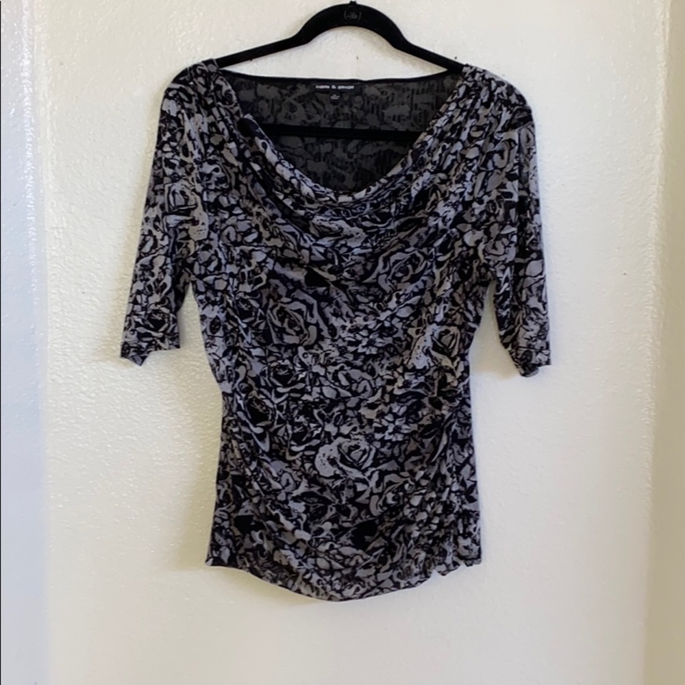 Cable & Gauge Black and Gray Floral Blouse